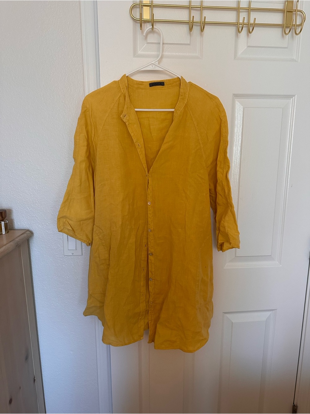 EUC OSKA Women's Linen Tunic Top - Mustard Yellow